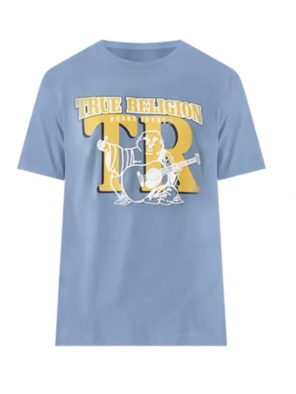 True Religion Light Blue Tee with Yellow Graphic Logo